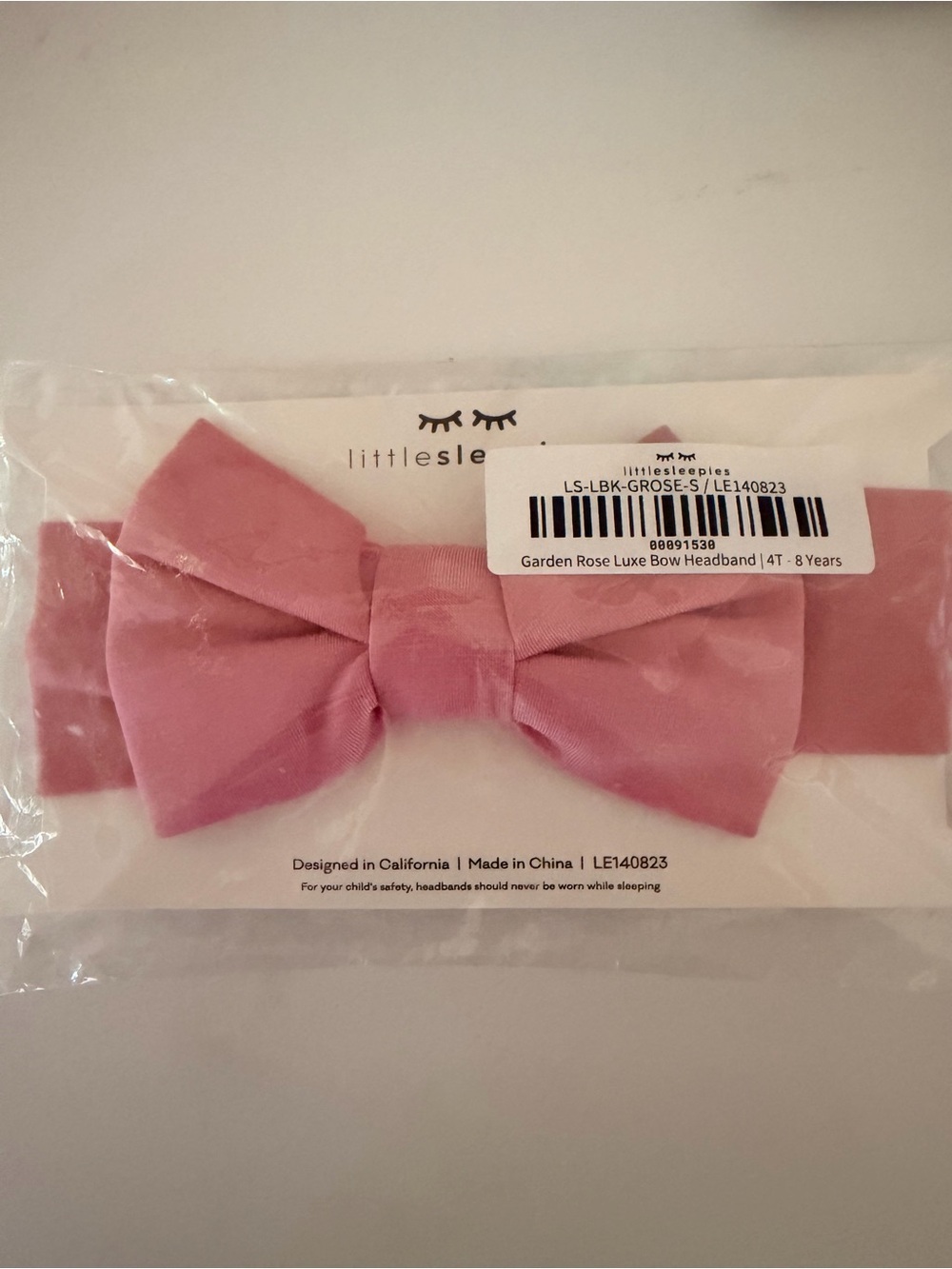 NEW Little Sleepies Luxe Bow headband - Garden Rose